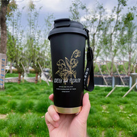 Taza de Café Deportiva de Acero Inoxidable Aislada y Ecológica con Agarre para Camping, Fiestas y Regalos (Opción de Logotipo Personalizado)