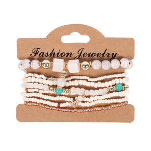 Fashion Jewelry <b>Bracelet</b> <b>Sets</b> 8Pcs Women's Boho Beaded Stackable Party Accessories Made In China - Product Image 5