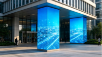Écran LED extérieur P2.5 à quatre faces, écran vidéo personnalisé en forme de pilier carré pour la promotion des centres commerciaux, la communication de marque