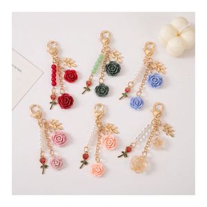 Metal Colorful 3D Camellia Rose Flower <b>KeyChain</b> Alloy Metal Resin Flower Rose <b>Keychain</b> for Purse Bag Charm Car Key Accessories - Product Image 1