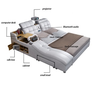 Multifunktions-Smart-Bett mit Massage und Projektor rahmen Leder Doppel-Kingsize-Betten Moderne Schlafzimmermöbel-Sets - Product Image 2