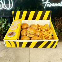 Boîte en papier personnalisée imprimée sur mesure pour poulet frit, burgers, fish and chips, frites, et autres plats à emporter – Emballage alimentaire pour snacks de rue