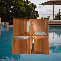 Panneaux muraux en PVC à grain de bois géométrique 3D modernes, miroir, durables, imperméables, anti-moisissures, pour intérieur et extérieur, hôtel, chambre à coucher, salon