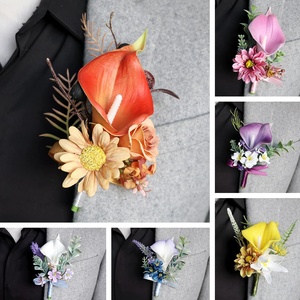 H561 Bouquet Artigianale di Calla in Seta Artificiale, Spilla per Abito, Corsage per Sposa e Sposo, <span class=keywords><strong>Accessori</strong></span> per Feste - Product Image 2