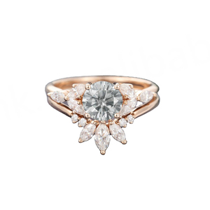 1-4ct 925 <b>Silver</b> Rhodium Plated Rose Gold Gray Moissanite Engagement <b>Ring</b> <b>Set</b> Marquise Cut Bridal <b>Ring</b> - Product Image 1