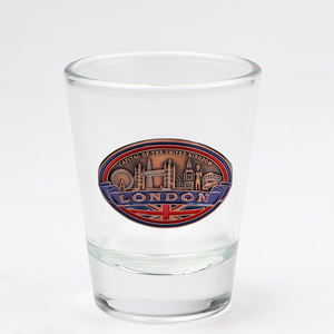 Vente en gros personnalisé Londres souvenir cadeau touristique mini tasse verres à liqueur en verre de <span class=keywords><strong>tequila</strong></span> avec <span class=keywords><strong>logo</strong></span> en métal - Product Image 5