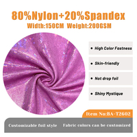 Tissu en nylon et spandex holographique mystique effet verre brisé, en stock usine, pour vêtements de danse, maillots de bain et robes