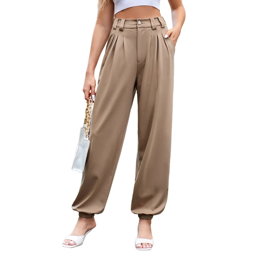 Wholesale New Casual High Waist Trousers Women Solid Pocketed Loose Joggers Pants