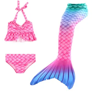 New Girls Swimsuit Sereia Crianças Princesa Bikini Maiô Set Mermaid Tail Para Natação Crianças