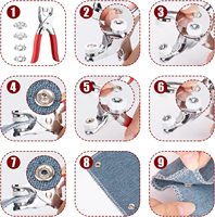 Ensemble de boutons-pression ronds à dos plat en acier inoxydable écologique de la marque RH avec outil d'installation de 9,5 mm, rivets à pression, boucle