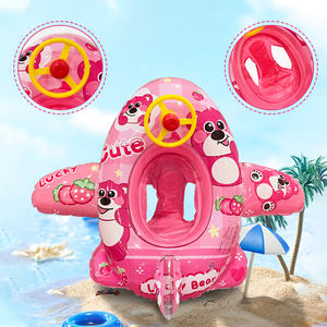 Siège flottant d'avion gonflable mignon pour enfants drôle bébé Double bateau avec volant <span class=keywords><strong>piscine</strong></span> et accessoire jouet - Product Image 3