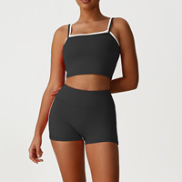 Ensemble de sport pour femme D-SM2535TZ-5, haut de sport à bretelles, short et soutien-gorge de sport à haute élasticité pour le yoga, la course à pied, le pilates, ajustement confortable