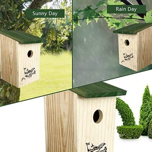 Nichoir en bois naturel nichoir en bois peint nichoir bricolage nichoir en bois extérieur avec support - Product Image 3