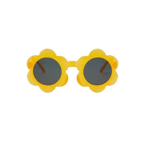 סיטונאי חמוד חדש אופנה צבעוני פרחים עגול צורת ילדי משקפי שמש חדש 1-8 שנים Uv400 ילדים משקפיים