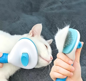 Brosse pour animaux de compagnie avec mécanisme de pression à une touche pour éliminer les poils lâches, adaptée aux chiens et aux chats, brosse spécialisée pour chats, accessoire pour animaux de compagnie - Product Image 3