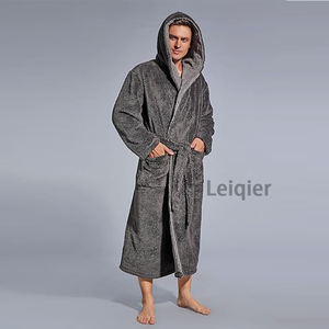 Accappatoio Termico in Lana Lavorata a Maglia con Logo Personalizzato, Morbido Pigiama con Cappuccio, Cappotto da Casa Extra-Lungo di Lusso con Tasche Grandi per <span class=keywords><strong>Uomo</strong></span> - Product Image 2