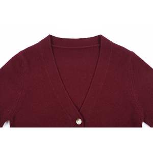 OEM personnalisé femmes laine-cachemire Cardigan mince tricoté ajustement régulier avec manches longues col en V-à la mode automne vêtements d'extérieur - Product Image 4