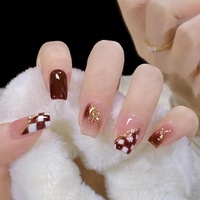Faux Ongles Courts à Presser en Gros de Haute Qualité, 24 Pièces, Acrylique Luxe, Marque Privée, French Tip, Boîte d'Emballage Fournisseur