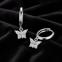 Boucles d'oreilles pendantes en argent sterling 925 personnalisées avec moissanite en forme de papillon pour les marques de bijoux