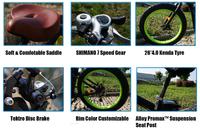 2025 plus récent 52v 26 pouces électrique gros pneu plage Cruiser vélo adultes étape à travers/sur neige route e-bike avec moteur de moyeu arrière