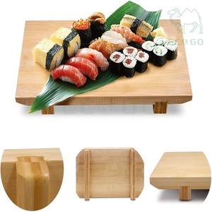 Bandeja de Bambú para Servir Alimentos, Soporte de Exhibición, Bandeja para Sushi, Tacos y Comida Enrollada - Product Image 1