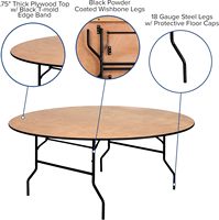 Tables rondes pliantes en contreplaqué pour événements, 5 pieds (150 cm, 1,5 m), pour 8 à 10 personnes, idéales pour banquets, mariages et fêtes, vente en gros