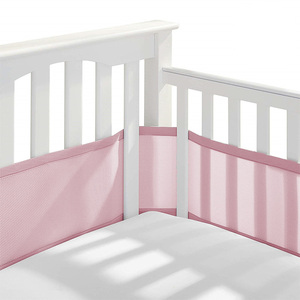 Kids Breathable Mesh Liner for Full-Size <strong>Cribs</strong>, <strong>Classic</strong> 3mm Mesh, Light Pink Size 4FS Covers 3 or 4 Sides - Product Image 1