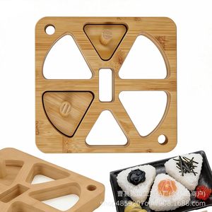 Bamboo Rice Ball <b>Mold</b> Triangle Shape Natural Wood Color For Sushi Making Household Use - Product Image 1