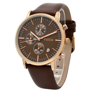 Usine Prix de Gros De Luxe D'affaires Hommes Montres Boîtier En Alliage Or Montre-Bracelet 3ATM résistant à L'eau Véritable En Cuir Chronographe - Product Image 3