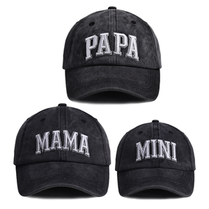 หมวกเบสบอลปักลาย MAMA & MINI 2 ชิ้น แบบวินเทจ ผ้าฝ้ายฟอก ปรับขนาดได้ สำหรับทุกเพศ - Product Image 3