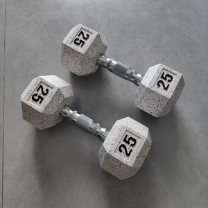 Ensemble d'haltères de musculation personnalisés de haute qualité, 25 kg, haltères ronds en caoutchouc blanc pour salle de sport commerciale et à domicile - Product Image 1
