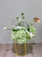 QINGDAO GOLDEN HANDICRAFT Centre de table personnalisé en hydrangea vert, centre de table artificiel à toucher réel, petite composition florale