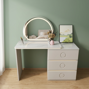 Modern Makeup <b>Vanity</b> <b>Table</b> With Lighted <b>Mirror</b> Storage Desk For Bedroom Furniture - Product Image 2