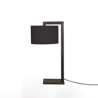 Lampe de bureau minimaliste contemporaine, abat-jour en tissu, base carrée en métal, lampe de table LED E27 pour la maison, le bureau, le coin lecture