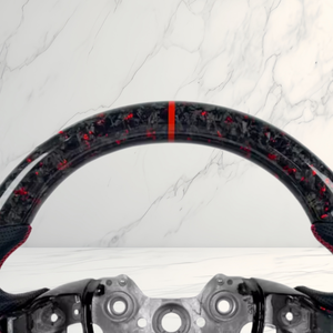 Volante Deportivo Personalizado YZ de Fibra de Carbono Forjada con Cuero Perforado y Franja Roja para <span class=keywords><strong>Hyundai</strong></span> I30 I20 <span class=keywords><strong>Accent</strong></span> I10 I20 Getz, Accesorios Interiores para Auto - Product Image 3