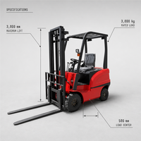 Chariot de manutention électrique de 3 tonnes avec batterie lithium-ion certifié CE pour entrepôt et opération industrielle