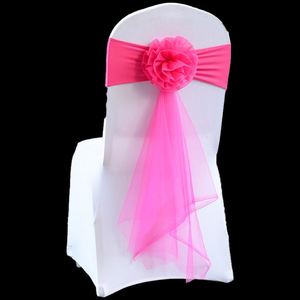 Nouvelles écharpes de chaise OEM en organza transparent et spandex, motif floral, pour décoration de mariage, vente chaude - Product Image 5