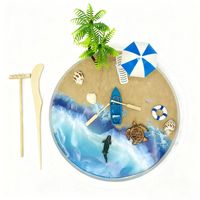Kit de décoration de bureau sur le thème marin Zen pour Diwali et mariages, en résine personnalisable, avec accessoires de boîte à sable et de cocotier