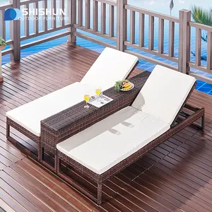 Chaise lounge for Outdoor Patio Garden Swimming Pool Sun Bath Beach Sun Lounge chair with long tea table