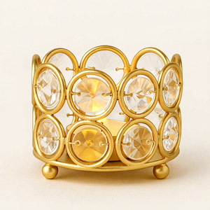 Elegant Gold Crystal Tealight <b>Candle</b> Holders Set of 4 Decorative Votive <b>Candle</b> Holders with Round Glass Gem Design for Home - Product Image 6