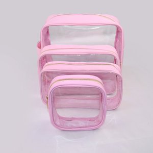 Bolsa de Maquiagem Transparente de PVC com Patch Chenille para Viagem, Tamanhos RTS S M L XL, Bolsa Cosmética Colorida com Logo Personalizado - Product Image 4