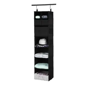 Hanging Storage 6-Shelves Closet Hanging Sweater Organizer With drawers and Division,Collapsible, Easy Mount for bedroom