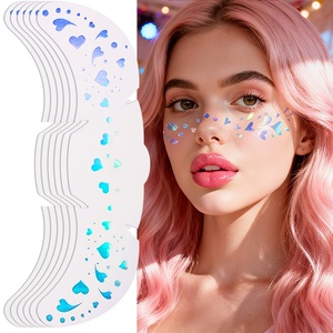 Adesivi Glitterati Olografici con Motivi di Cuori, <span class=keywords><strong>Stelle</strong></span> e Labbra, <span class=keywords><strong>Tatuaggi</strong></span> Temporanei Impermeabili <span class=keywords><strong>per</strong></span> Feste, Festival e Trucco Quotidiano - Product Image 1