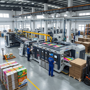 Ligne de production automatique haute vitesse pour cartons ondulés avec imprimante flexographique 4 couleurs, rainureuse, découpeuse et encollatrice - Product Image 1