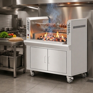 Grill <span class=keywords><strong>de</strong></span> cuisine en acier inoxydable sans fumée pour <span class=keywords><strong>kebab</strong></span>, doner, poulet, shawarma, avec moteur électrique et alimentation au <span class=keywords><strong>bois</strong></span> - Product Image 1