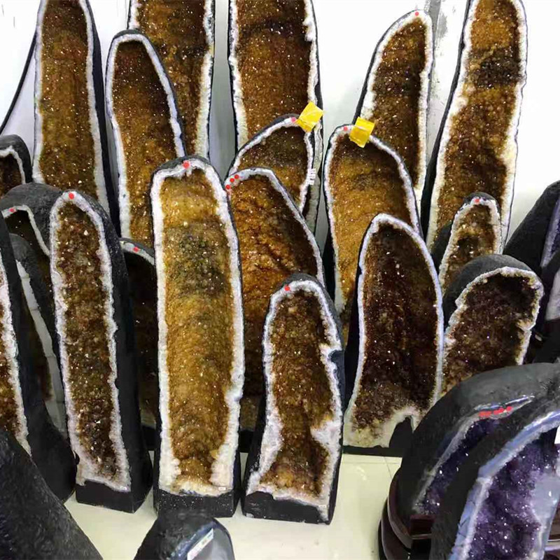 large citrine cluster geode