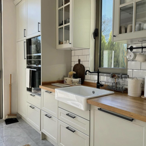 Meubles de cuisine modulaires de style moderne en MDF laqué, stratifié, résine, marbre artificiel, avec panier de rangement K13 - Product Image 4