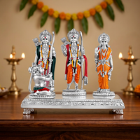 Ensemble d'idoles Ram Darbar multi-pièces minimalistes plaquées argent, faites à la main, statue de dieu hindou, décoration de temple domestique, cadeau religieux, anniversaire