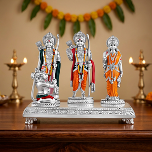 Ensemble d'idoles Ram Darbar plaqué argent, statue de dieu hindou pour la décoration de la maison, temple, cadeau religieux - Product Image 2