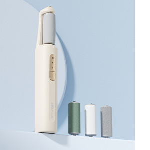 Lime à pieds électrique XZQ-S10C2 avec pierre ponce ronde pour l'élimination des callosités et le soin des pieds, alimentée par batterie, blanc cassé - Product Image 2